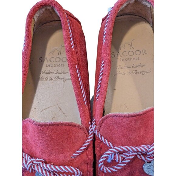Sacoor Brothers Womens Suede Driving Loafer Shoes Size US 6.5 EU 37 Slip On Red - Picture 7 of 10